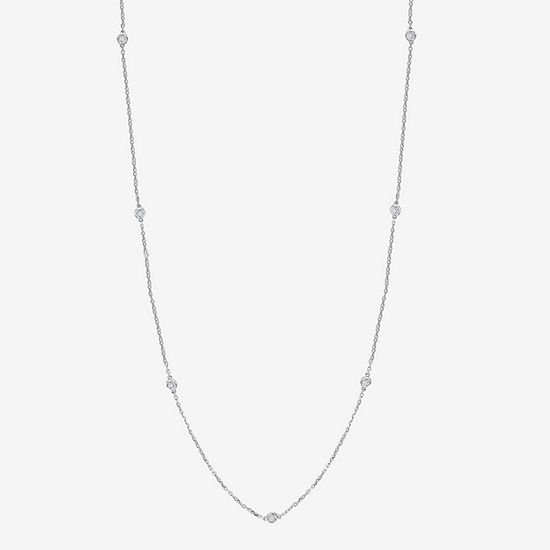 Effy  Womens 1/4 CT. T.W. Genuine Diamond Sterling Silver Strand Necklace