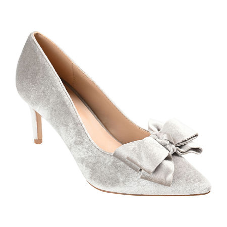 Vintage Wedding Shoes, Flats, Boots, Heels Journee Collection Womens Crystol Pointed Toe Stiletto Heel Pumps 11 Medium Gray $55.99 AT vintagedancer.com