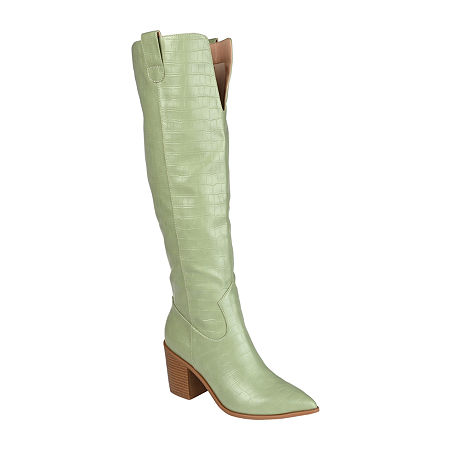 Journee Collection Womens Therese Stacked Heel Dress Boots, 10 Medium, Green