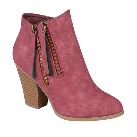 Journee Collection Womens Vally Stacked Heel Booties, 8 Wide, Red