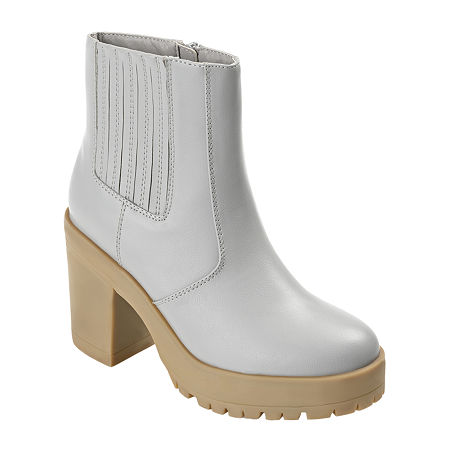 Journee Collection Womens Riplee Block Heel Booties, 9 Medium, Gray