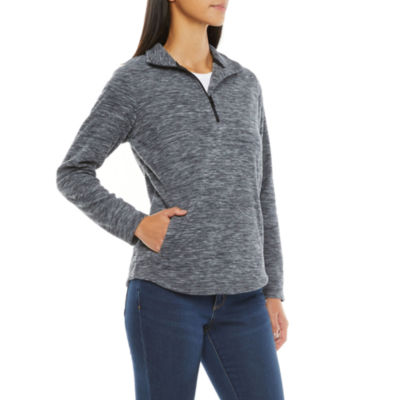 St. John's Bay Polar Fleece Womens Long Sleeve Quarter-Zip Pullover