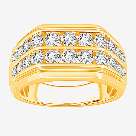 Mens (G-H / Si1-Si2) 2 CT. T.W. Lab Grown White Diamond 10K Gold Fashion Ring, 9 1/2, Yellow