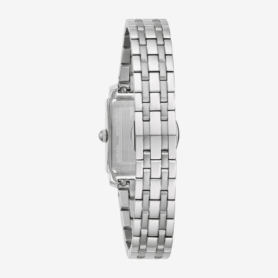 Bulova Womens Diamond Accent Silver Tone Stainless Steel Bracelet Watch 96p252