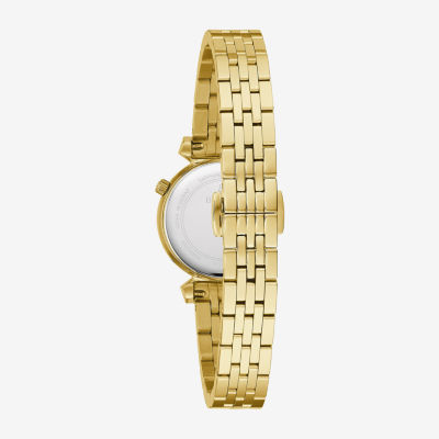 Bulova Diamond Womens Diamond Accent Gold Tone Stainless Steel Bracelet Watch 97p173