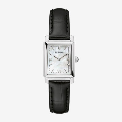 Bulova Womens Black Leather Strap Watch 96l330