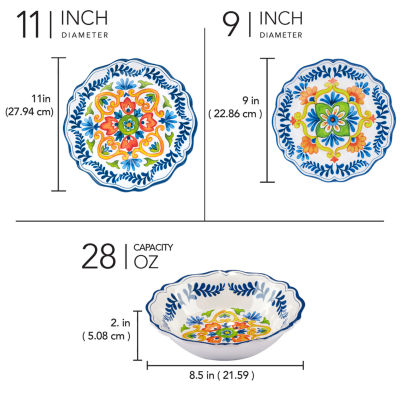 Certified International Flores 12-pc. Melamine Dinnerware Set