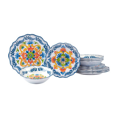 Certified International Flores 12-pc. Melamine Dinnerware Set