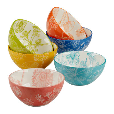 Certified International Botanical 6-pc. Porcelain Fruit Bowl