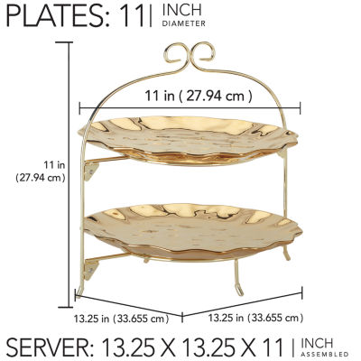 Certified International Gold Coast Porcelain Tiered Servers