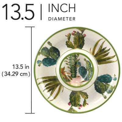 Certified International Cactus Verde Earthenware Chip + Dip Set