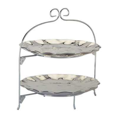 Certified International Silver Coast Tiered Server Porcelain