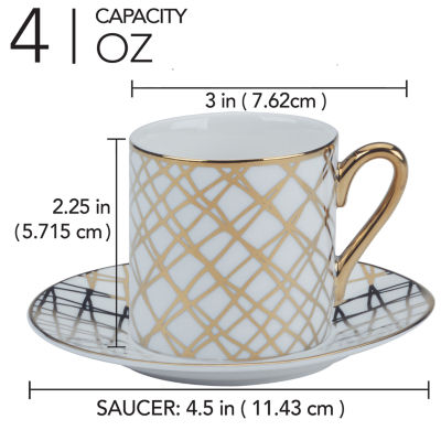 Certified International Matrix Gold Espresso Cup & Saucers Set