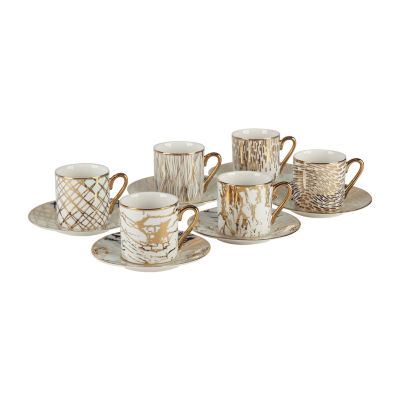 Certified International Matrix Gold Espresso Cup & Saucers Set