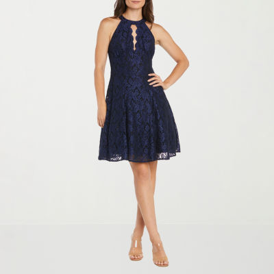 R M Richards Sleeveless Glitter Lace Fit Flare Dress Brazos Mall