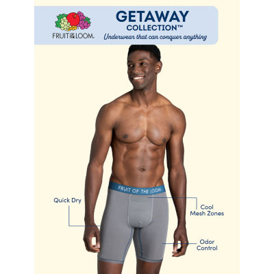 Fruit of the Loom Getaway Mens 3 Pack Long Leg Boxer Briefs