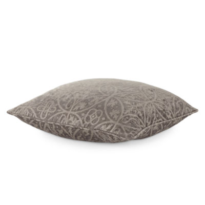 Tonal Feather Filled Medalion Square Throw Pillow