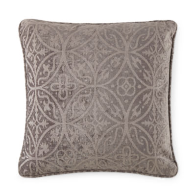 Tonal Feather Filled Medalion Square Throw Pillow