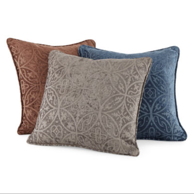 Tonal Feather Filled Medalion Square Throw Pillow