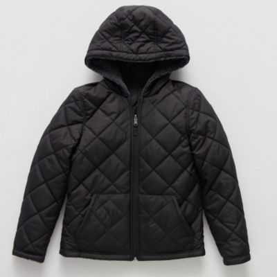 Free Country Little & Big Boys Hooded Water Resistant Reversible Midweight Quilted Jacket