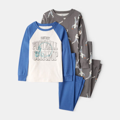 Carter's Little & Big Kid Boys Rib Round Neck Long Sleeve 4-pc. Pajama Sets