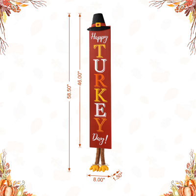Glitzhome 58.5" Wooden "Happy Turkey Day" Thanksgiving Porch Sign