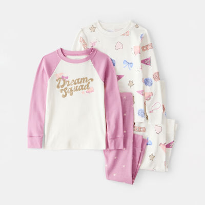Carter's Toddler Girls Rib Round Neck Long Sleeve 4-pc. Pajama Sets