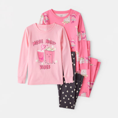 Carter's Little & Big Kid Girls Rib Round Neck Long Sleeve 4-pc. Pajama Sets
