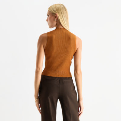 Worthington Womens Mock Neck Sleeveless Pullover Sweater