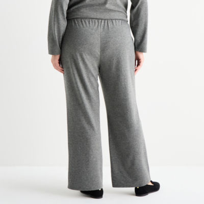 Liz Claiborne Womens Plus Wide Leg Mid Rise Jogger Pant