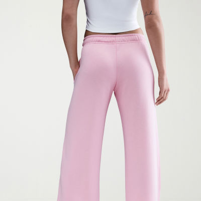 Nike Club Womens Comfort Waistband Drawstring Waist Wide Leg Mid Rise Fleece Sweatpant