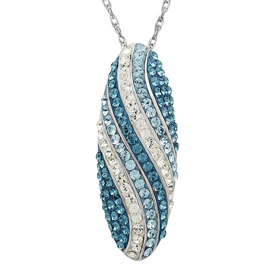 Aqua & Clear Crystal Swirl Pendant Necklace