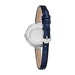 Bulova Rhapsody Womens Diamond Accent Blue Leather Strap Watch 96p212