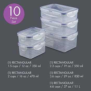 10 Cup Plastic Food Storage Container with Lid, Set of 2
