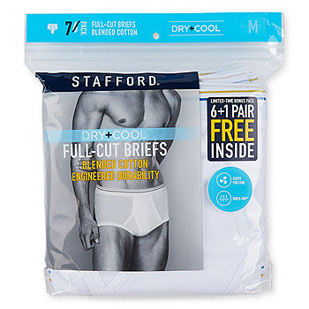 Stafford 2 Pack 100% Cotton Full-Cut Briefs White (30) at  Men's  Clothing store
