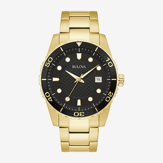 Bulova Mens Gold Tone Stainless Steel Bracelet Watch 98b375