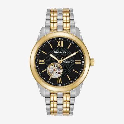 Bulova Automatic Mens Automatic Two Tone Stainless Steel Bracelet Watch 98a168
