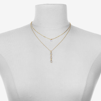 Bijoux Bar Delicates Delicates Gold Tone Glass 16 Inch Link Pendant Necklace