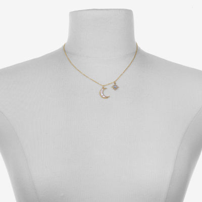 Bijoux Bar Delicates Gold Tone Glass 16 Inch Link Moon Star Pendant Necklace