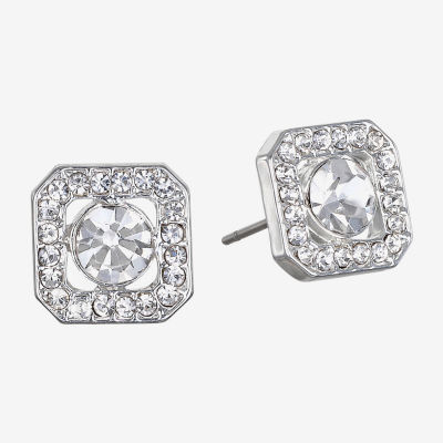 Bijoux Bar Delicates Silver Tone Glass 11.8mm Square Stud Earrings