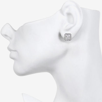 Bijoux Bar Delicates Silver Tone Glass 11.8mm Square Stud Earrings