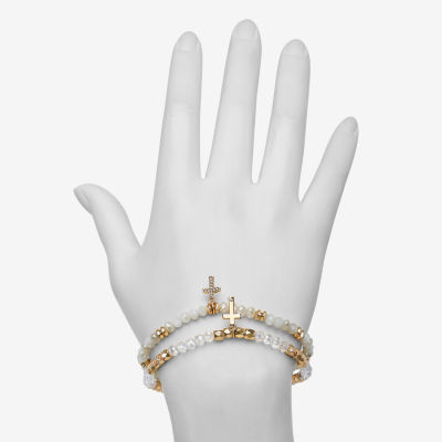 Bijoux Bar Delicates Gold Tone 2-pc. Cross Bracelet Set