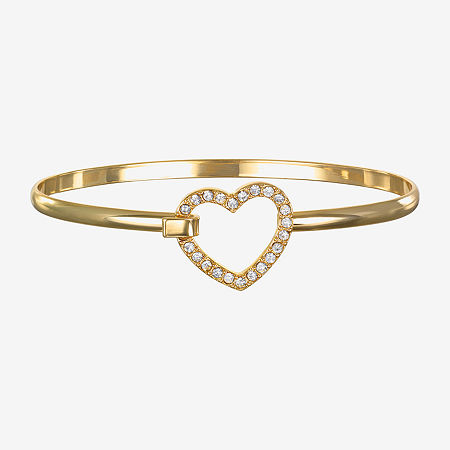 Bijoux Bar Delicates Gold Tone Womens Glass Gold Tone Heart Bangle Bracelet