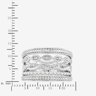 8MM 1/4 CT. T.W. Natural White Diamond Sterling Silver Band