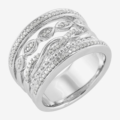 8MM 1/4 CT. T.W. Natural White Diamond Sterling Silver Band