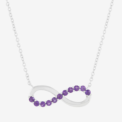 Limited Quantities! Womens Genuine Purple Amethyst Sterling Silver Infinity 18 Inch Pendant Necklace