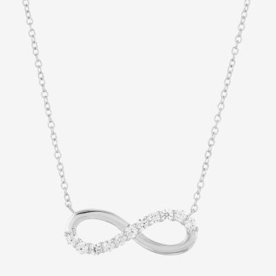 Womens Lab Created Sapphire Sterling Silver Infinity Pendant Necklace