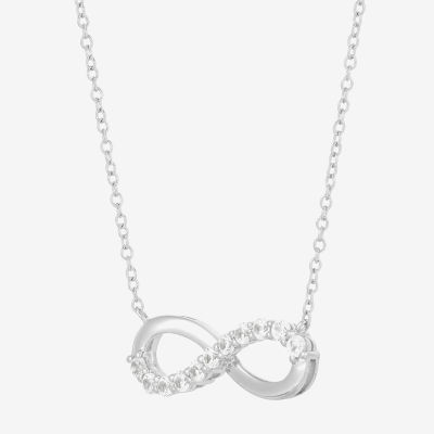 Womens Lab Created Sapphire Sterling Silver Infinity Pendant Necklace