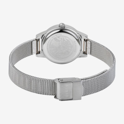 Bering Womens Crystal Silver Tone Mesh Bracelet Watch-11125-000