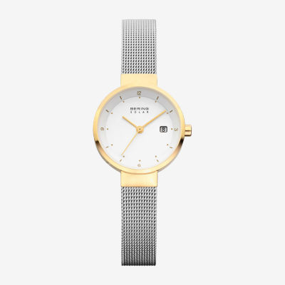 Bering Solar Womens Two Tone Mesh Bracelet Watch-14426-010